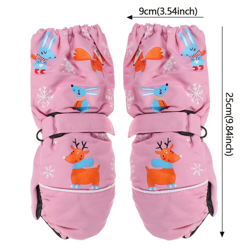 Animacinio filmo žiemos vaikams slidinėjimo pirštinės storos šiltos neslystančios ilgomis rankovėmis kumštinės pirštinės vandeniui atsparios vėjui lauko pirštinės 2-6 metų amžiaus