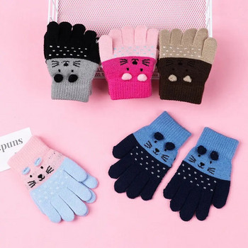 Νέα 0-3 χρονών χαριτωμένα κινούμενα σχέδια γάτα μωρό παιδικά γάντια χειμώνα πλεκτά νεογέννητα γάντια χοντρά παιδιά κρατούν το δάχτυλό τους ζεστό