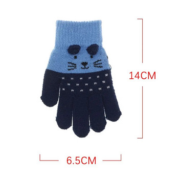 Νέα 0-3 χρονών χαριτωμένα κινούμενα σχέδια γάτα μωρό παιδικά γάντια χειμώνα πλεκτά νεογέννητα γάντια χοντρά παιδιά κρατούν το δάχτυλό τους ζεστό