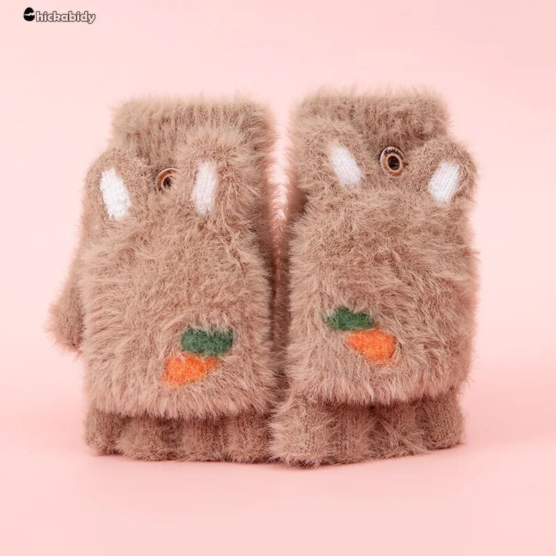 Παιδικά γάντια Μαλακά μετατρέψιμα Flip Top Fleece Cartoon Γάντια Παιδικά Αγόρια Κορίτσια Χειμερινά ζεστά πλεκτά Snowboard Σετ για παιδιά