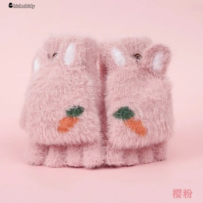 Παιδικά γάντια Μαλακά μετατρέψιμα Flip Top Fleece Cartoon Γάντια Παιδικά Αγόρια Κορίτσια Χειμερινά ζεστά πλεκτά Snowboard Σετ για παιδιά