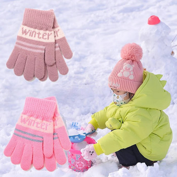 Χειμερινά ανθεκτικά στο κρύο Παιδικά γάντια Cute Alphabet Μαλακά άνετα πολύχρωμα παιδικά γάντια καθημερινά