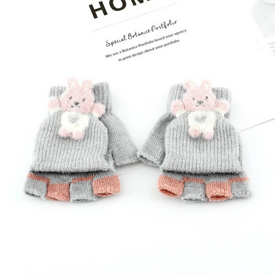 Dječje rukavice s crtanim lisicama Jesen Zima Dječje rukavice za djevojčice i dječake bez prstiju Tople pletene debele dječje rukavice s rukavicama do pola prstiju