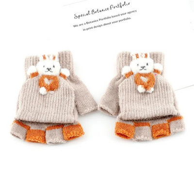 Dječje rukavice s crtanim lisicama Jesen Zima Dječje rukavice za djevojčice i dječake bez prstiju Tople pletene debele dječje rukavice s rukavicama do pola prstiju