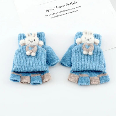 Dječje rukavice s crtanim lisicama Jesen Zima Dječje rukavice za djevojčice i dječake bez prstiju Tople pletene debele dječje rukavice s rukavicama do pola prstiju