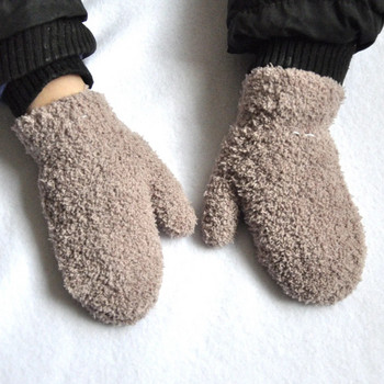 1-4 години Детски зимни топли плетени ръкавици Бебешки момичета Бебешки момчета Кадифени дебели ръкавици Dropshipping KF197