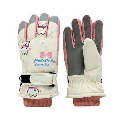 Vėjo nepraleidžiančios vaikų slidinėjimo pirštinės storos šiltos sniego snieglentės lauko sportinės kumštinės pirštinės vandeniui atsparios kūdikiams mergaitėms vaikams dviračių pirštinės