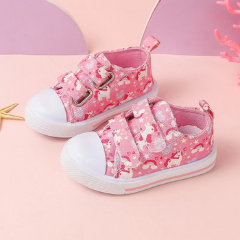 Μόδα παιδικά παιδικά παπούτσια για κορίτσια Ροζ χαριτωμένα παπούτσια από καμβά κινουμένων σχεδίων Παιδικά αθλητικά παπούτσια που αναπνέουν με μαλακή σόλα, αντιολισθητικά casual παπούτσια