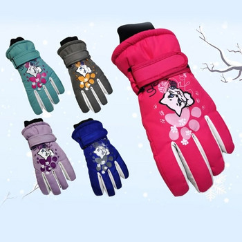 Детски ски ръкавици Зимни водоустойчиви сладки анимационни мотиви Топли снежни ръкавици за момчета Момичета Деца 5-10 години O20 22 Dropship