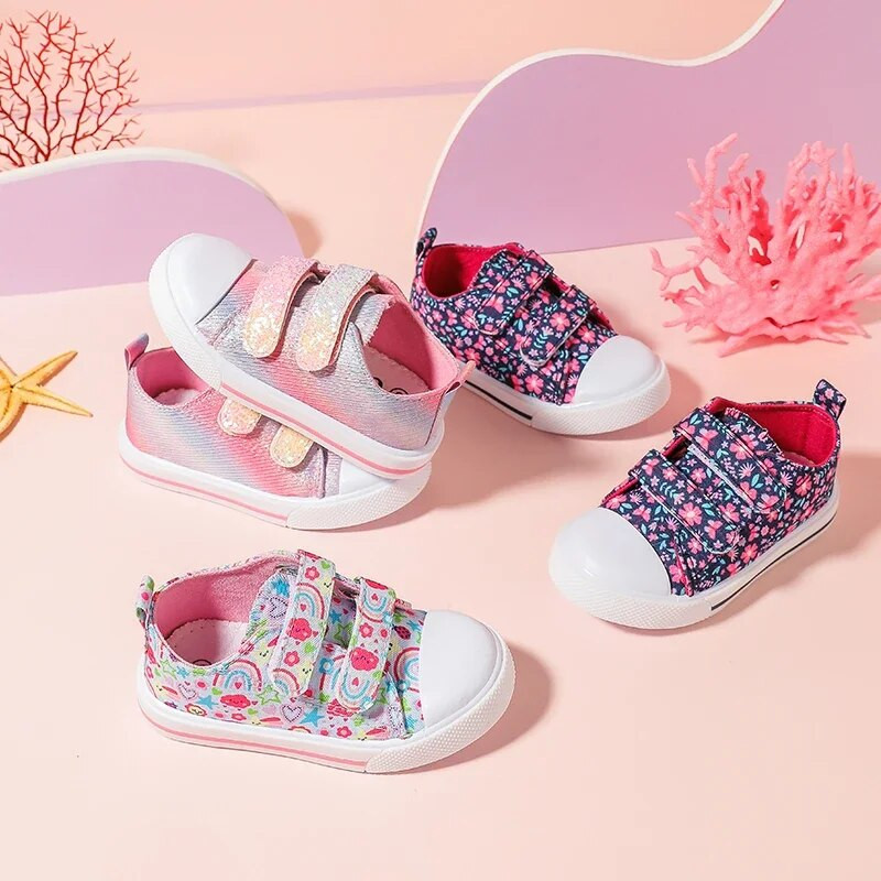 Βρεφικά παπούτσια καμβά για κορίτσια Χαριτωμένα πάνινα παπούτσια με στάμπα για αγόρια Παιδικά άνετα παπούτσια καμβά casual αθλητικά παπούτσια Επίπεδο τακούνι Παιδικά παπούτσια