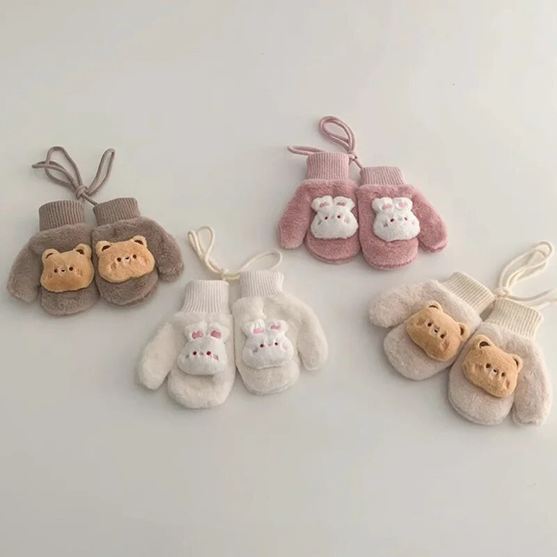 Ζεστά βρεφικά γάντια χειμωνιάτικα γάντια Παιδικά γάντια με πλήρη δάχτυλα για παιδιά 1-4 ετών Κρεμαστό λαιμό Παχύ γάντια Αξεσουάρ για νεογέννητα βρέφη