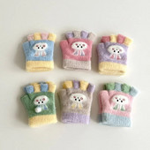 Kūdikių animacinių filmų kumštinės pirštinės vaikams žiema, šilta, stora, vaikai berniukui mergaitei Puspirštės Pirštinės megztos pirštinės vaikams 0-12 mėn.