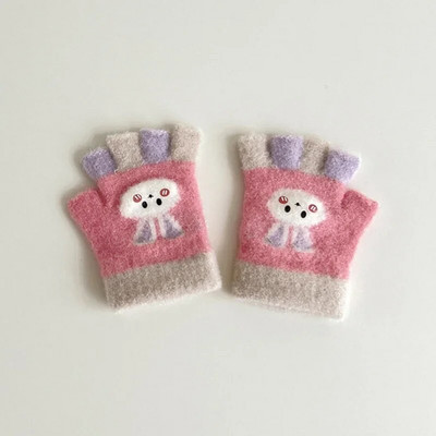 Kūdikių animacinių filmų kumštinės pirštinės vaikams žiema, šilta, stora, vaikai berniukui mergaitei Puspirštės Pirštinės megztos pirštinės vaikams 0-12 mėn.