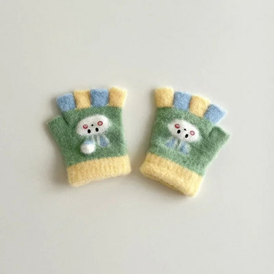 Kūdikių animacinių filmų kumštinės pirštinės vaikams žiema, šilta, stora, vaikai berniukui mergaitei Puspirštės Pirštinės megztos pirštinės vaikams 0-12 mėn.