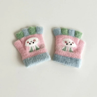 Kūdikių animacinių filmų kumštinės pirštinės vaikams žiema, šilta, stora, vaikai berniukui mergaitei Puspirštės Pirštinės megztos pirštinės vaikams 0-12 mėn.