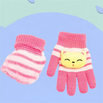 Πλέξιμο χοντρά ζεστά παιδικά γάντια χειμωνιάτικα μαλακά γάντια Παιδικά παιδικά γάντια με πλήρη δάχτυλα Παιδικά γάντια χαριτωμένα ζεστά γάντια για νήπια