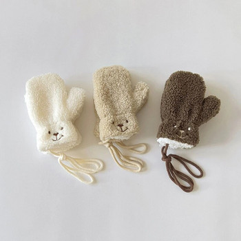 Μονόχρωμα γάντια για μωρά κινουμένων σχεδίων Μαλακά γάντια για μωρά αρνιού Fleece Φθινοπωρινό χειμώνα Ζεστά χοντρά βελούδινα παιδικά γάντια για αγόρι κορίτσι