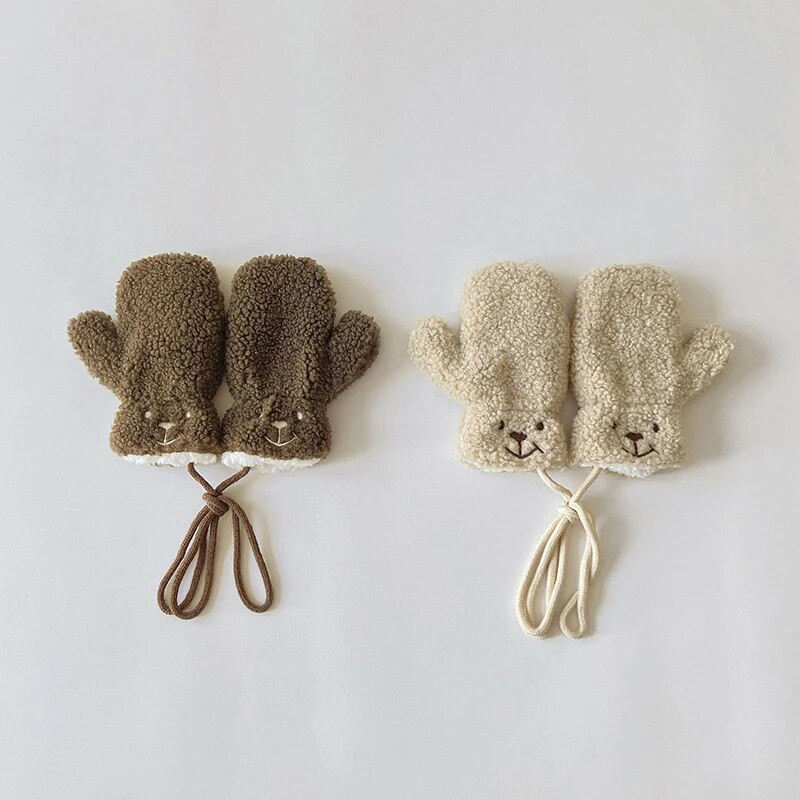 Jednobojne dječje rukavice od mekanog janjećeg flisa, rukavice za malu djecu, jesen, zima, tople debele plišane dječje rukavice za dječake i djevojčice s punim prstima