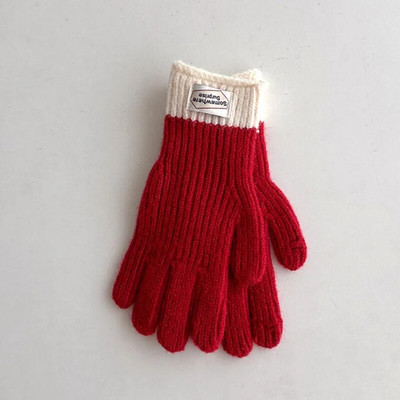 Lână de iarnă Mănuși solide Copii Îngroșați Copii Bebeluși de pluș cu degetul plin Mănuși tricotate Toamnă Încălzitor de mâini în aer liber pentru 6-12A