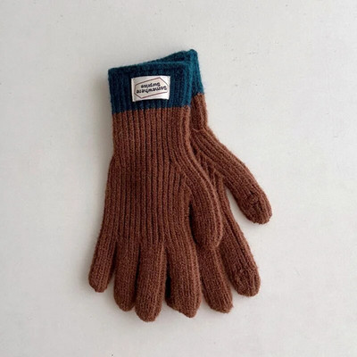 Lână de iarnă Mănuși solide Copii Îngroșați Copii Bebeluși de pluș cu degetul plin Mănuși tricotate Toamnă Încălzitor de mâini în aer liber pentru 6-12A