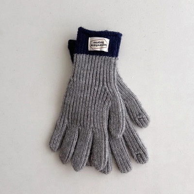 Lână de iarnă Mănuși solide Copii Îngroșați Copii Bebeluși de pluș cu degetul plin Mănuși tricotate Toamnă Încălzitor de mâini în aer liber pentru 6-12A