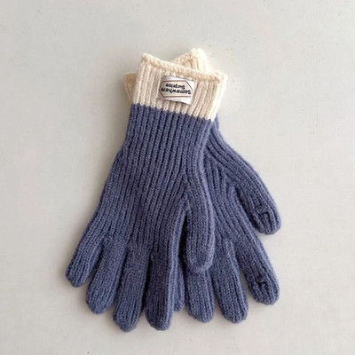 Lână de iarnă Mănuși solide Copii Îngroșați Copii Bebeluși de pluș cu degetul plin Mănuși tricotate Toamnă Încălzitor de mâini în aer liber pentru 6-12A