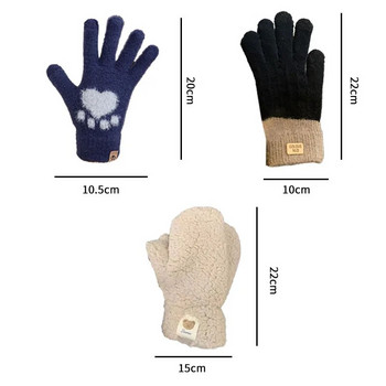 Удебелени плюшени ръкавици за жени, момичета, зимни топли ръце, плътен цвят, мека пухкава кожа, детски ръкавици, топли на открито, зимни подаръци