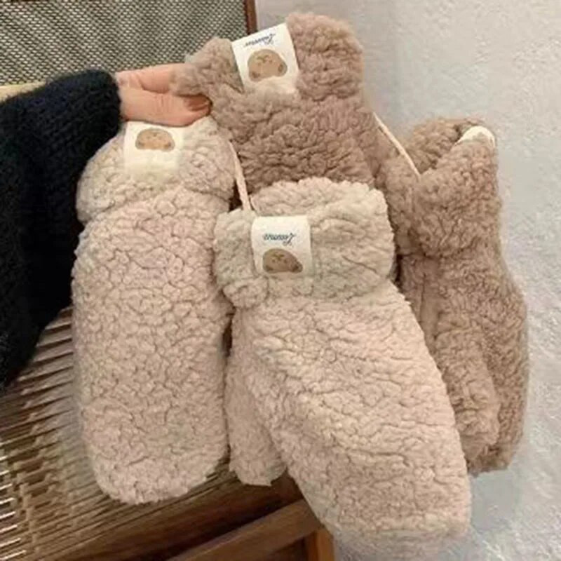 Πυκνά βελούδινα γάντια για γυναίκες κορίτσια Χειμερινός ζεστός χεριών μονόχρωμος μαλακός χνουδωτός γούνας Παιδικά γάντια για εξωτερικούς χώρους θερμότερα χειμωνιάτικα δώρα
