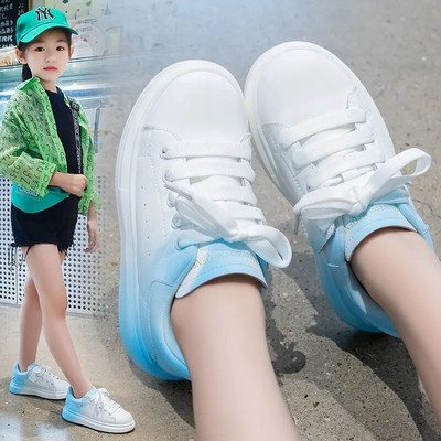 Dječje tenisice Bijele gradijent školske sportske tenisice za trčanje Dječaci Djevojčice Ležerna PU kožna dnevna obuća za hodanje