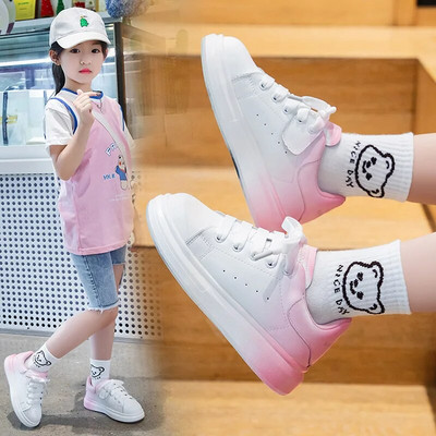 Dječje tenisice Bijele gradijent školske sportske tenisice za trčanje Dječaci Djevojčice Ležerna PU kožna dnevna obuća za hodanje