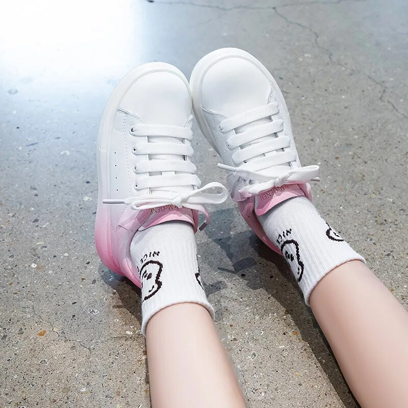 Dječje tenisice Bijele gradijent školske sportske tenisice za trčanje Dječaci Djevojčice Ležerna PU kožna dnevna obuća za hodanje