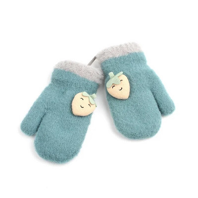 Πλεκτά γάντια μωρού με γούνα 0-2 ετών με φράουλα αγόρια για κορίτσια Ζεστά γάντια παιδικά φθινόπωρο και Witiner χιονισμένα γάντια για παιδιά