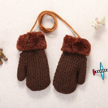 1-3 години ръкавици за деца Зимни топли бебешки ръкавици Детски ръкавици Вълнени плетени въжета Пълен пръст Момчета Момичета Аксесоари