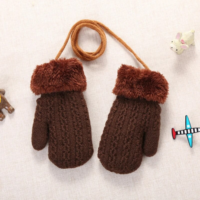 Γάντια 1-3 ετών για παιδιά Χειμωνιάτικα ζεστά βρεφικά γάντια Παιδικά γάντια μάλλινο πλεκτό σχοινί Full Finger αγόρια κορίτσια αξεσουάρ