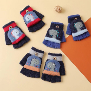 Παιδικά χειμωνιάτικα γάντια μωρό Ζεστό κάλυμμα χαριτωμένος μικρός δεινόσαυρος κινουμένων σχεδίων Ζακάρ με μισό δάχτυλο κορίτσια Αγόρι Γάντια για νεογέννητα γάντια