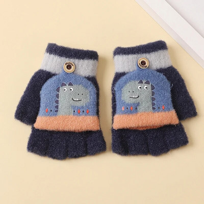 Παιδικά χειμωνιάτικα γάντια μωρό Ζεστό κάλυμμα χαριτωμένος μικρός δεινόσαυρος κινουμένων σχεδίων Ζακάρ με μισό δάχτυλο κορίτσια Αγόρι Γάντια για νεογέννητα γάντια