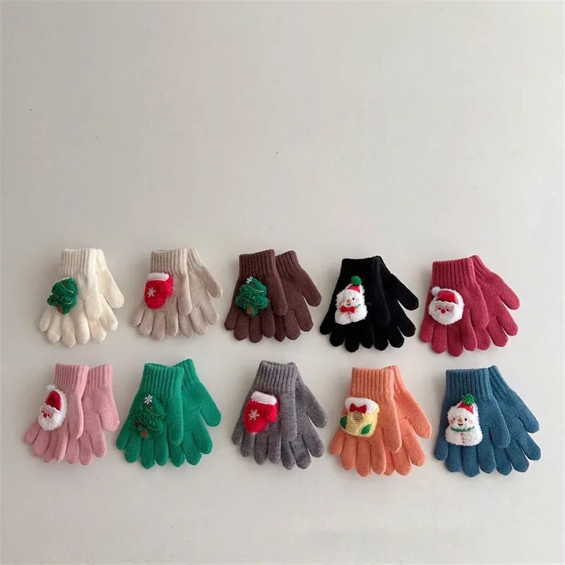 Παιδικά γάντια Χριστουγεννιάτικα Γάντια Πλεκτά Πλήρες Δάχτυλα Χειμώνα Χειμώνα Ζεστά Γάντια Μωρού Μικρό Παιδικό Γάντι για αγόρια Κορίτσια