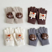 Ühevärvilised multifilmid Beebikindad Armsad imikutele mõeldud Täissõrmekindad Väikelastele Tüdrukutele Poistele Talvine Soe Palus Kootud Kinnas Laste Labakindad