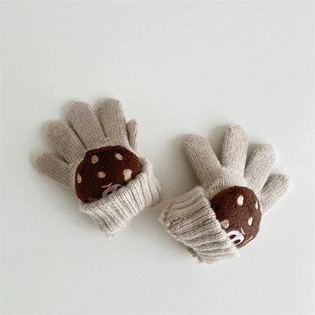 Μονόχρωμα παιδικά γάντια κινουμένων σχεδίων Χαριτωμένα βρεφικά γάντια με τα δάχτυλα νήπιο κορίτσια αγόρια Χειμώνας ζεστό βελούδινο πλεκτό γάντι για παιδιά