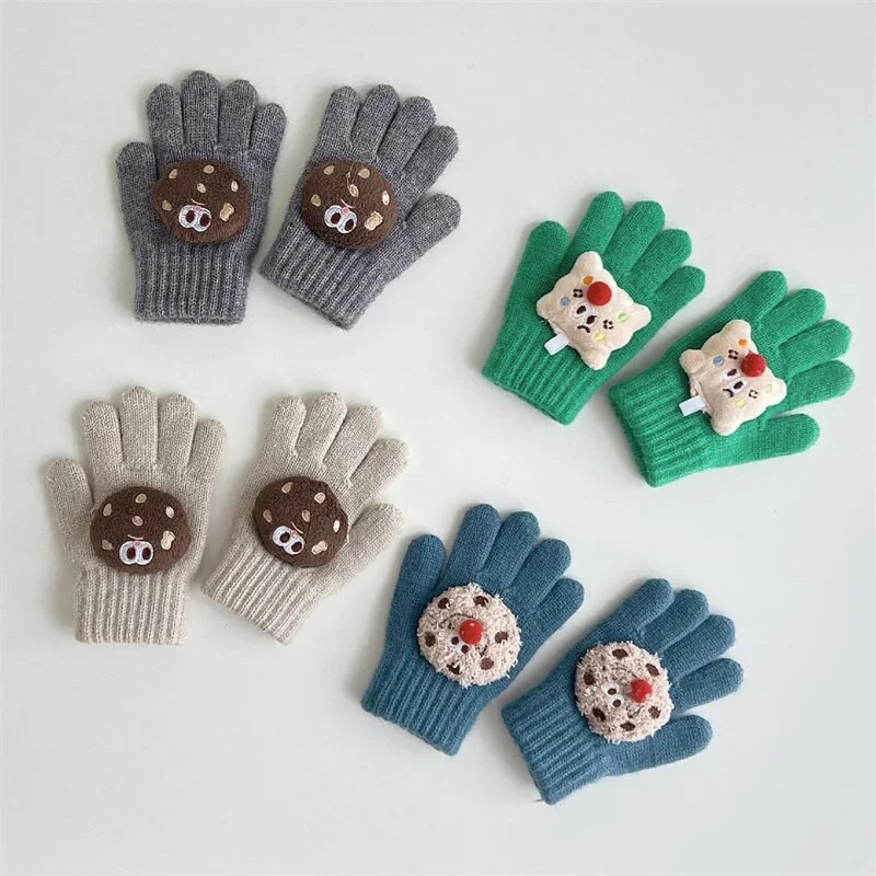 Ühevärvilised multifilmid Beebikindad Armsad imikutele mõeldud Täissõrmekindad Väikelastele Tüdrukutele Poistele Talvine Soe Palus Kootud Kinnas Laste Labakindad