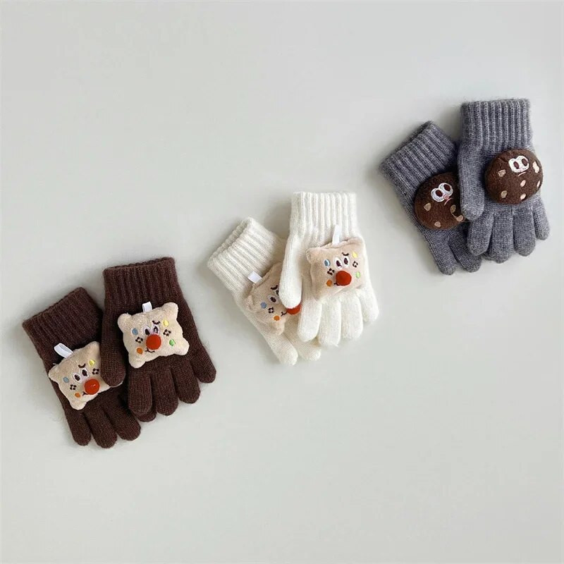 Ühevärvilised multifilmid Beebikindad Armsad imikutele mõeldud Täissõrmekindad Väikelastele Tüdrukutele Poistele Talvine Soe Palus Kootud Kinnas Laste Labakindad