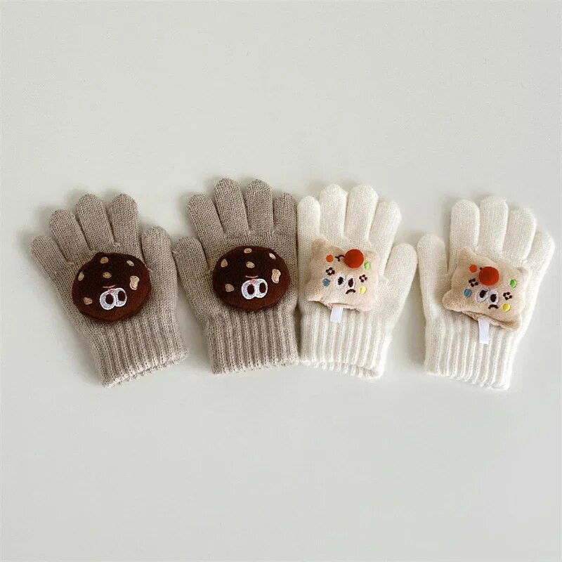 Ühevärvilised multifilmid Beebikindad Armsad imikutele mõeldud Täissõrmekindad Väikelastele Tüdrukutele Poistele Talvine Soe Palus Kootud Kinnas Laste Labakindad