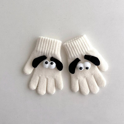 Dječje slatke rukavice za pse iz crtića Dječje rukavice s punim prstima Zimske pletene vunene rukavice za dječake Djevojčice Tople rukavice 2-4 godine Deblje mekane rukavice