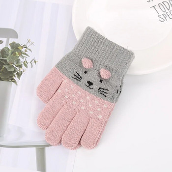 Γάτα μωρό γάντια πλεκτά Παιδιά αγόρια κορίτσια Χειμώνας χαριτωμένο κινούμενα σχέδια για ζώα Παιδικά γάντια Ζεστά γάντια 3-7 ετών