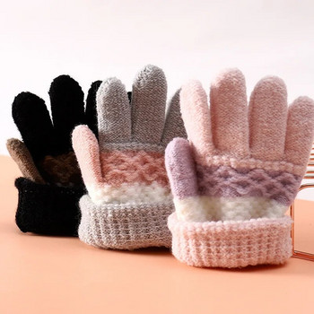 Есен Зима Меки плетени бебешки ръкавици Раирани Детски момичета Момчета Ръкавици с цели пръсти Есен Зима Топли детски ръкавици 3-8 години