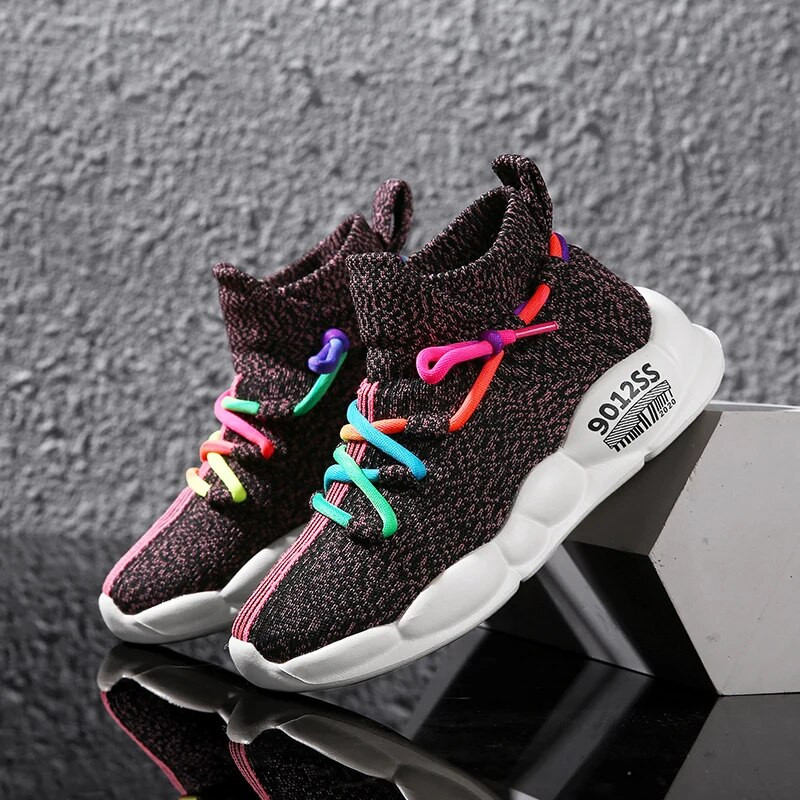 2023 m. Naujo prekės ženklo vaikiški batai berniukams, mergaitėms, kvėpuojanti avalynė, laisvalaikio sportiniai batai, minkšti lauko vaikams mezgimo sportbačiai, 26–38 dydis