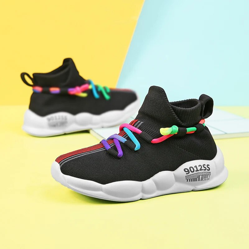 2023 m. Naujo prekės ženklo vaikiški batai berniukams, mergaitėms, kvėpuojanti avalynė, laisvalaikio sportiniai batai, minkšti lauko vaikams mezgimo sportbačiai, 26–38 dydis