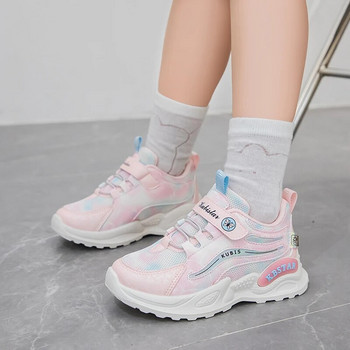Модни детски маратонки Момичета Розови училищни ежедневни обувки Външни дишащи маратонки Меки тенис Неплъзгащи се детски обувки за ходене