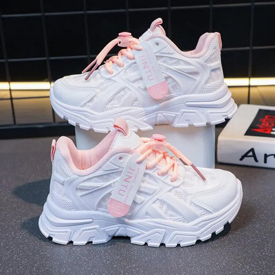 Μόδα παιδικά αθλητικά παπούτσια για κορίτσια Ροζ σχολικά καθημερινά παπούτσια Υπαίθρια αναπνεύσιμα παπούτσια τρεξίματος Μαλακά αντιολισθητικά παιδικά παπούτσια τένις