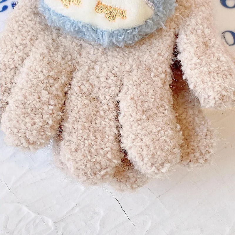 Koralų vilnos pirštinės Vaikams Šiltos žieminės kumštinės pirštinės vaikams Megztos pirštinės pirštinės animacinio filmo minkštos pirštinės 3-8 metų vaikams